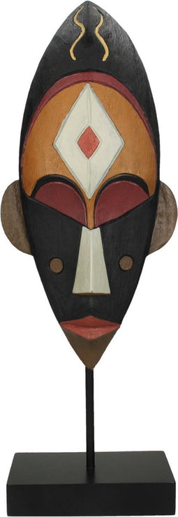 SVJ Home Decorations Masker Beeld - 15 x 9 x 48 cm - Polyresin - Bruin