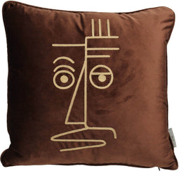 SVJ Home Decorations Masker Kussen - 45 x 45 cm - Fluweel - Bruin