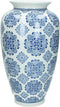 SVJ Home Decorations Vaas Chinees Porselein blauw wit - H 36 x Ø 18 cm - Bloemenvaas - Deco Vaas