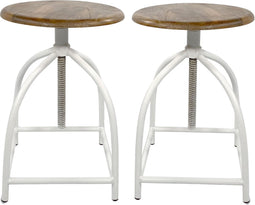 SVJ Kruk Rond - 34 x 34 x 75 cm - Metaal - Wit - Set van 2