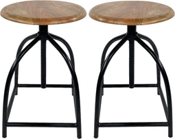 SVJ Kruk Rond - 34 x 34 x 75 cm - Metaal - Zwart - Set van 2