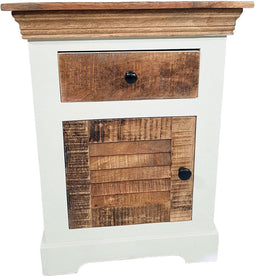 SVJ Nachtkastje Rechthoekig - 30 x 45 x 60 cm - Hout - Wit/Bruin