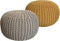 SVJ Poef - 55x55x37 cm - Katoen - Grijs/Geel - Set van 2
