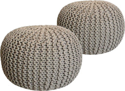 SVJ Poef - 55x55x37 cm - Katoen - Grijs - Set van 2