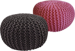 SVJ Poef - 55x55x37 cm - Katoen - Roze/Zwart - Set van 2