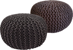 SVJ Poef - 55x55x37 cm - Katoen - Zwart/Roest - Set van 2