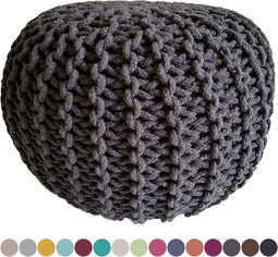 SVJ Poef Rond - 45 x 45 x 30 cm - Katoen - Donkergrijs