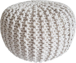SVJ Poef Rond - 45 x 45 x 30 cm - Katoen - Wit