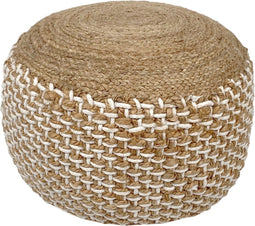 SVJ Poef Rond - 50 x 50 x 35 cm - Katoen/Jute - Bruin