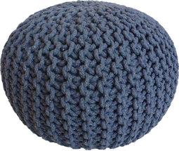 SVJ Poef Rond - 55 x 55 x 37 cm - Katoen - Blauw