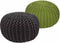 SVJ Poefs Rond - 55 x 55 x 37 cm - Katoen - Grijs/Neon - Set van 2