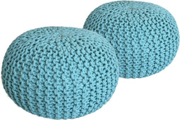 SVJ Poefs Rond - 55 x 55 x 37 cm - Katoen - Mint - Set van 2