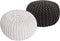 SVJ Poefs Rond - 55 x 55 x 37 cm - Katoen - Wit/Grijs - Set van 2