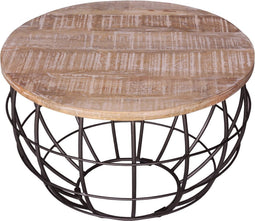 SVJ Salontafel Rond - 55 x 55 x 37 cm - Metaal - Grijs/Lichtbruin