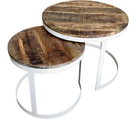 SVJ Salontafel Rond - 58 x 58 x 46 cm - Metaal - Wit - Set van 2