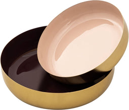 SVJ Schalen Rond - 22 x 22 x 4 cm - Metaal - Goud/Roze - Set van 2