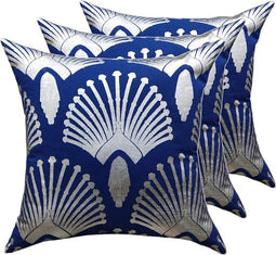 SVJ Sierkussen Vierkant - 5x45x45 cm - Katoen - Blauw - Set van 3