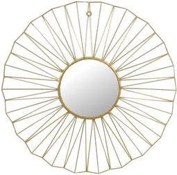SVJ Spiegel Speculum met gouden rand rond - Ø 66 cm x 5 cm - Wandspiegel - Wanddecoratie goud metaal