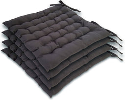 SVJ Stoelkussens - 40x40x3 cm - Katoen - Antraciet - Set van 4