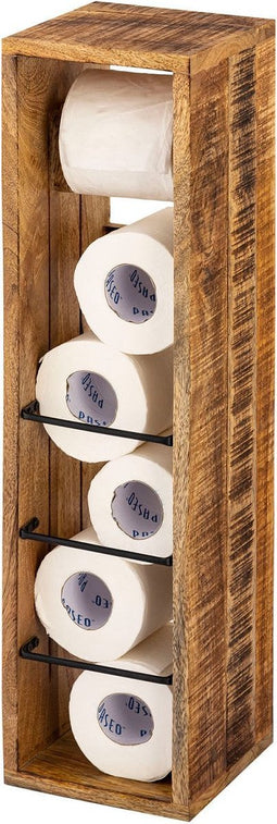 SVJ Toiletpapierhouder Rechthoekig - 17 x 17 x 65 cm - Hout - Bruin