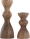 SVJ Windlicht - 6x6x20 cm - Hout - Naturel - Set van 2