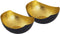 SVJ Windlichten Rond - 12x15x7 cm - Metaal - Zwart/Goud - Set van 2