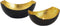 SVJ Windlichten Rond - 12x15x7 cm - Metaal - Zwart/Goud - Set van 2