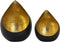 SVJ Windlichten Rond - 14x14x18 cm - Metaal - Zwart/Goud - Set van 2