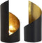 SVJ Windlichten Rond - 8 x 8 x 18 cm - Metaal - Zwart/Goud - Set van 2