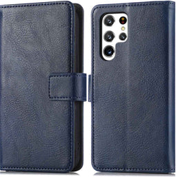 iMoshion Hoesje Geschikt voor Samsung Galaxy S22 Ultra Hoesje Met Pasjeshouder - iMoshion Luxe Bookcase - Donkerblauw