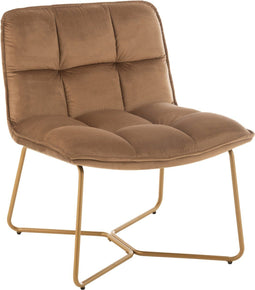 J-Line loungestoel Lisa - metaal/textiel - bruin - 2 stuks
