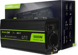 Green Cell INV17 - DC 24V naar AC 230V Omvormer - 1000W (500W continu) - USB - Zwart