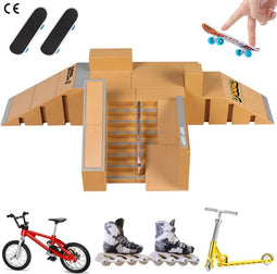 Fingerskateboard Skatepark Set - 5 Skatepark Hellingen - 2 Vingerskateboards 1 Vingerfiets 1 Vingerroller 1 Paar Vingerschaatsen (5 stuks)