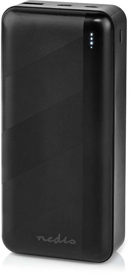 Nedis UPBKPD30000BK - Powerbank 30.000 mAh - 20W USB-C PD en USB-A QC - Zwart