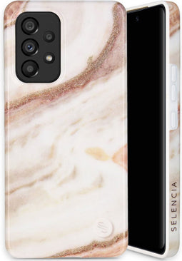 Selencia Aurora Fashion Backcover geschikt voor de Samsung Galaxy A53 - Duurzaam hoesje - 100% gerecycled - Wit Marmer