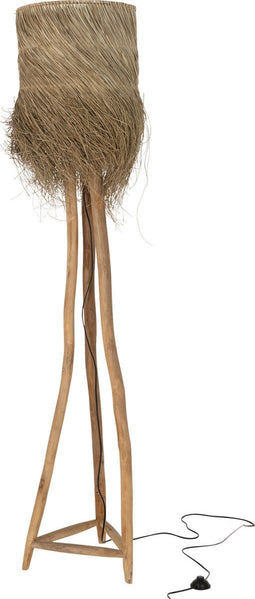 J-Line Vloerlamp Rafi Gras/Teak Hout Naturel