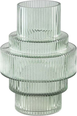 PTMD Lavine Ronde Kandelaar - H25 x Ø18 cm - Glas - Groen