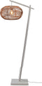 GOOD&MOJO Vloerlamp Madeira - Bamboe Wit/Rotan - 74x48x176cm - Modern - Staande lampen voor Woonkamer - Slaapkamer