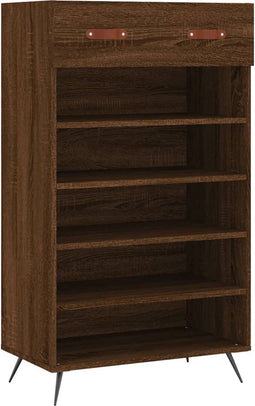 vidaXL - Schoenenkast - 60x35x105 - cm - bewerkt - hout - bruin - eikenkleur