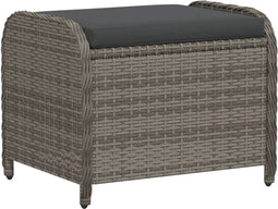 vidaXL - Tuinkruk - met - kussen - 58x46x46 - cm - poly - rattan - grijs