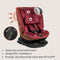 Lionelo Bastiaan RWF i-Size Autostoel - 0-36 kg - 360° Draaibaar - Rood