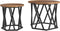 vidaXL - Nesting - Bijzettafels - (Set - van - 2) - - - Rustieke - Houtlook, - Gemaakt - van - Samengesteld - Hout
