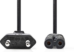 Nedis Stroomkabel - Euro Male - IEC-320-C7 - 0.50 m - Plat - Zwart