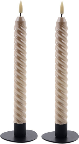 swirl led diner kaars champagne 24,5cm - 2 stuks
