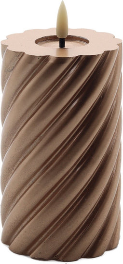 swirl led kaars metallic champagne 12,5x7,5cm