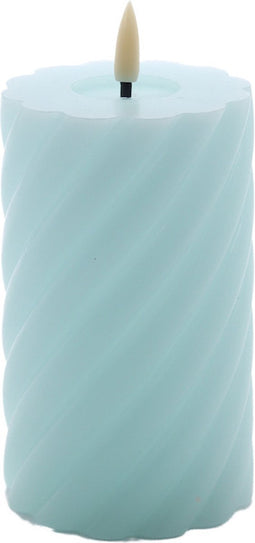 swirl led kaars rustic blauw 12,5x7,5cm