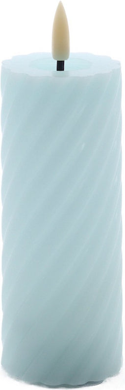 swirl led kaars rustic blauw 5x12,5cm