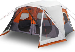 vidaXL - Tent - met - LED - 10-persoons - snelontgrendeling - lichtgrijs - en - oranje
