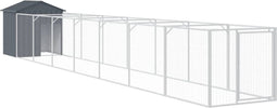 vidaXL - Hondenhok - met - dak - 117x813x123 - cm - gegalvaniseerd - staal - antraciet