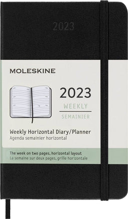 Moleskine 12 Maanden Agenda - 2023 - Wekelijks Horizontaal - Pocket - Harde Kaft - Zwart